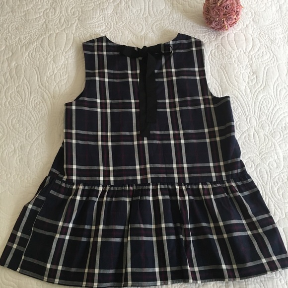 Halogen Plaid ruffled Peplum BlouseTop. Peplum Tank-Top-Tee Size: S Petite - Picture 6 of 8